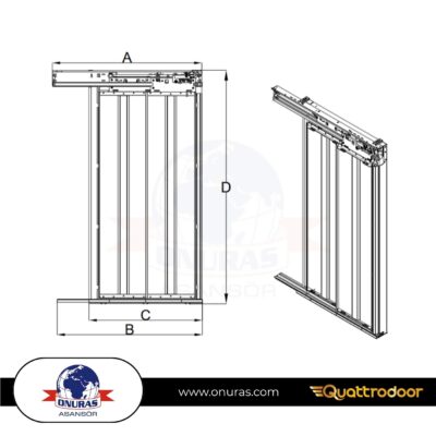 2 Panel Teleskopik Kat Kapısı